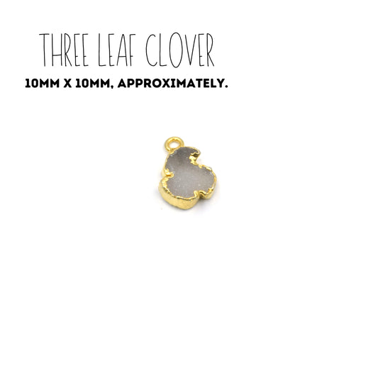 Druzy Pendants |  Electroplated White Light Gray Druzy Pendants | Clover, Flower, Rectangle, Arrowhead Pendant | Druzy Charms