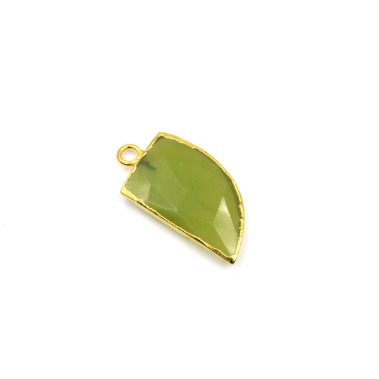 Gemstone Pendants | Electroplated Faceted Chalcedony Tusk Pendants | Aqua Chalcedony Charm | Peridot Green Chalcedony Charm | Tusk Charm