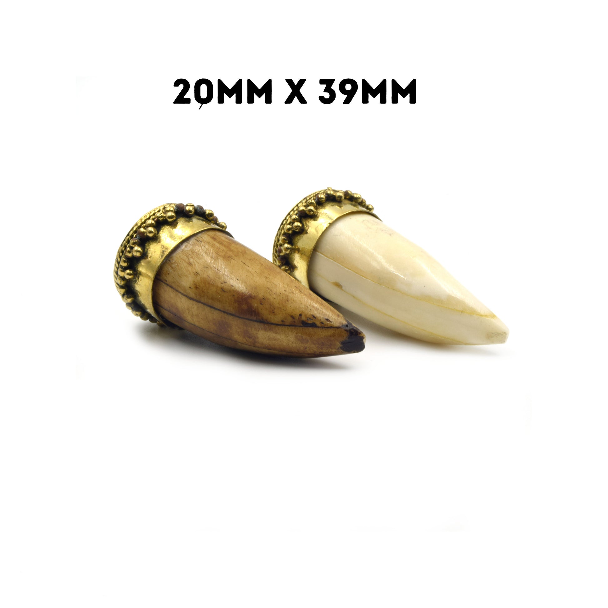 Bone Pendant | Mini Tusk/Claw Shaped Natural Ox Bone Pendant | Bone Charm | White, Brown | Multiple Sizes Available