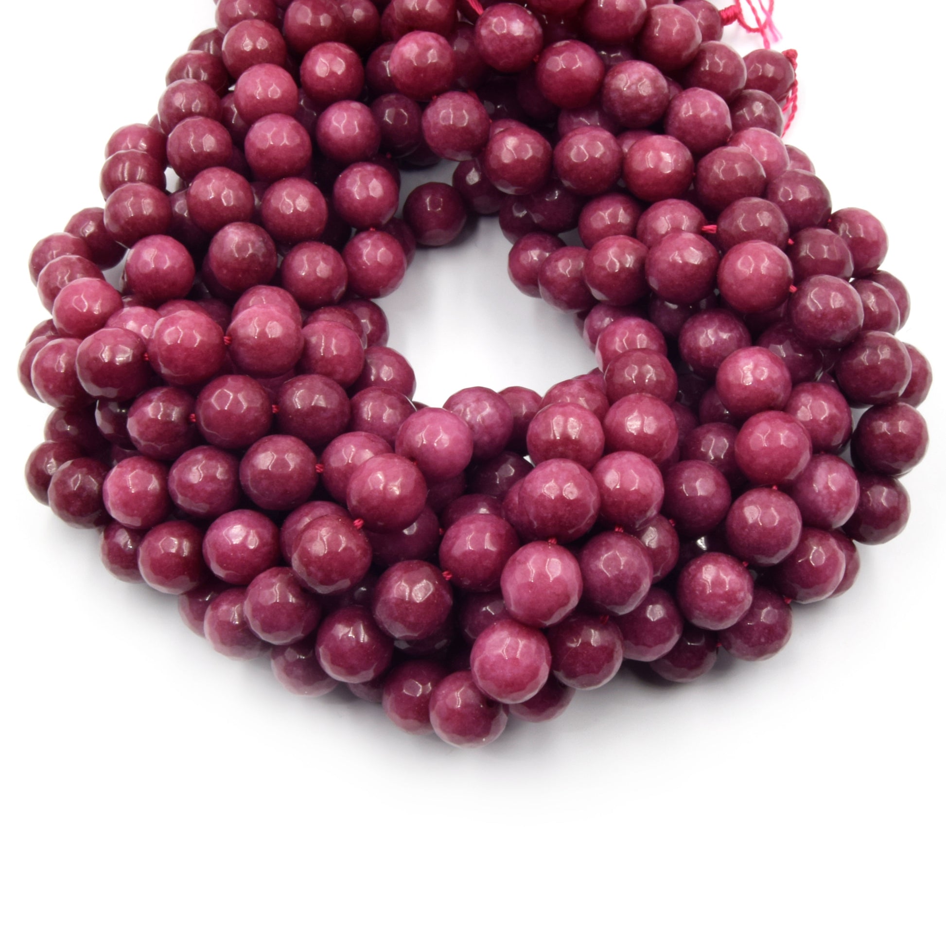 Faceted Jade Beads | 10mm Faceted Dyed Red Pink Orange Gray Blue Jade Round Beads with 1mm Holes - Sold by 15.5" Strands (~ 46 Beads)