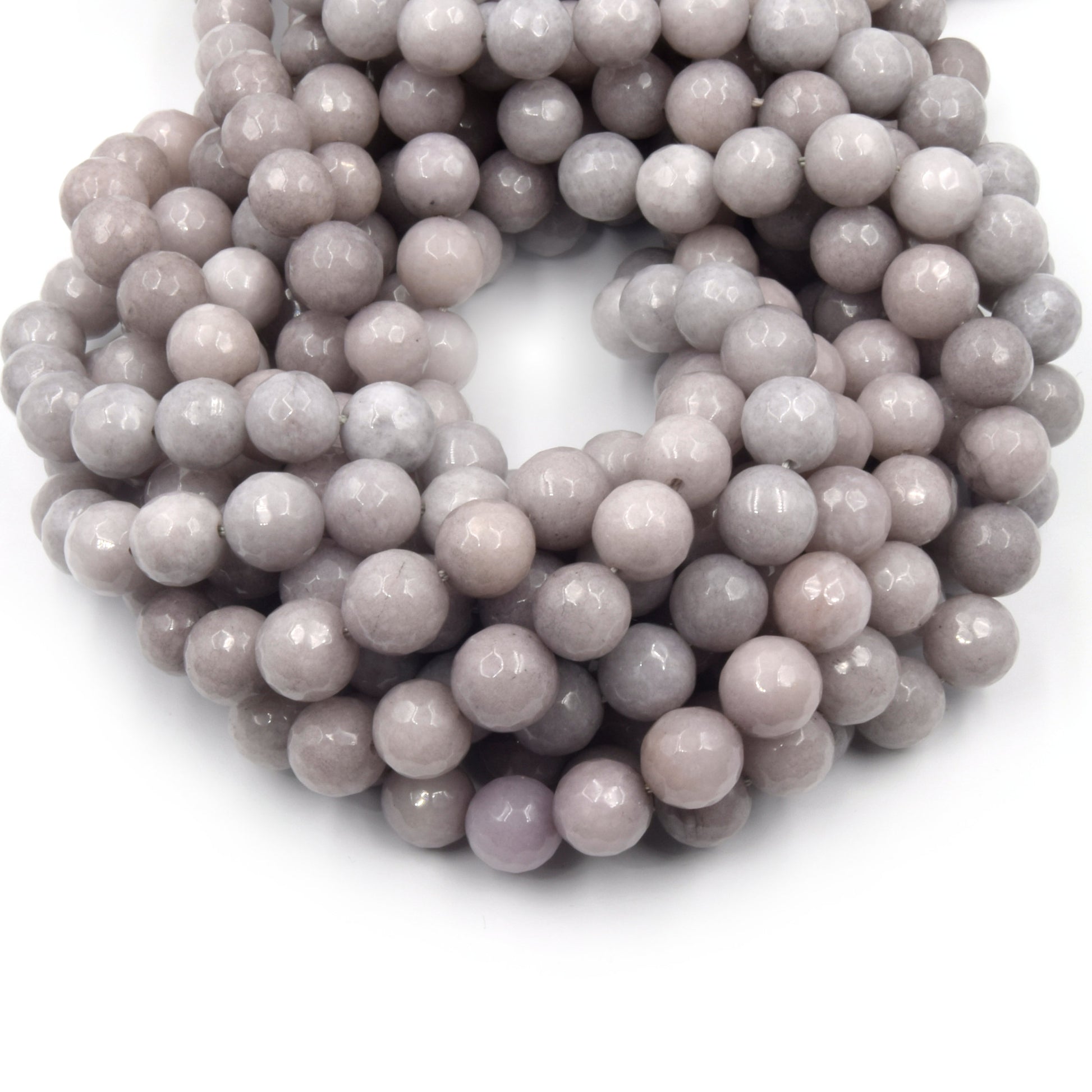 Faceted Jade Beads | 10mm Faceted Dyed Red Pink Orange Gray Blue Jade Round Beads with 1mm Holes - Sold by 15.5" Strands (~ 46 Beads)