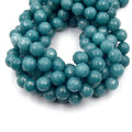 Faceted Jade Beads | 12mm Faceted Dyed Green Gray Blue Jade Round Beads with 1mm Holes - Sold by 15.5&quot; Strands (~ 32 Beads)