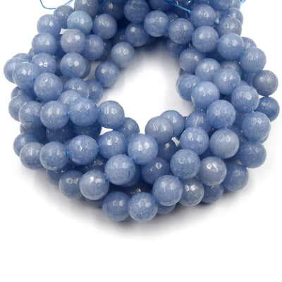 Faceted Jade Beads | 12mm Faceted Dyed Green Gray Blue Jade Round Beads with 1mm Holes - Sold by 15.5&quot; Strands (~ 32 Beads)