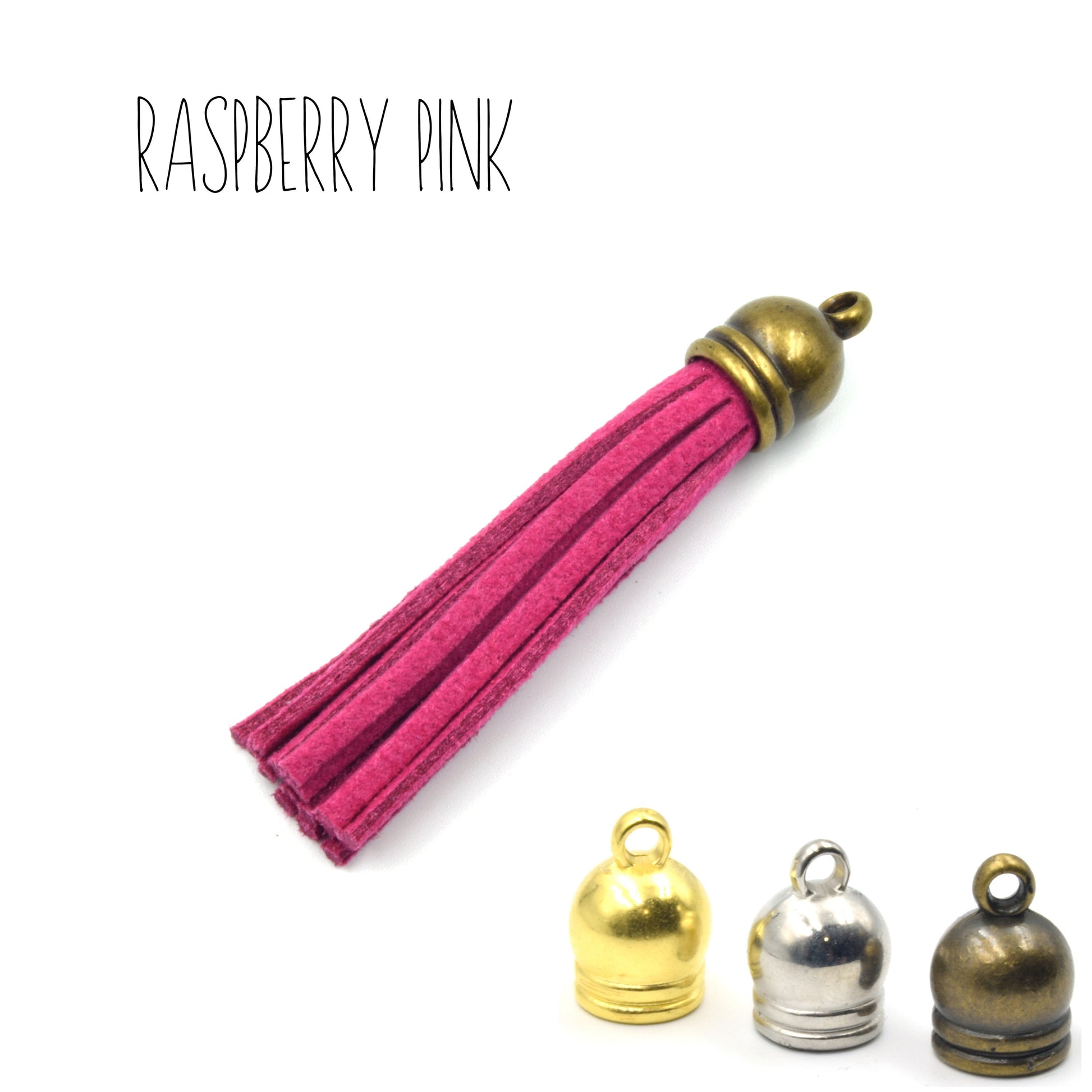 2" Faux Suede Tassels | Gray Blue Brown Green Aqua Purple Pink White Tassel | Bronze and Gold Cap | Sold in Packs of 5