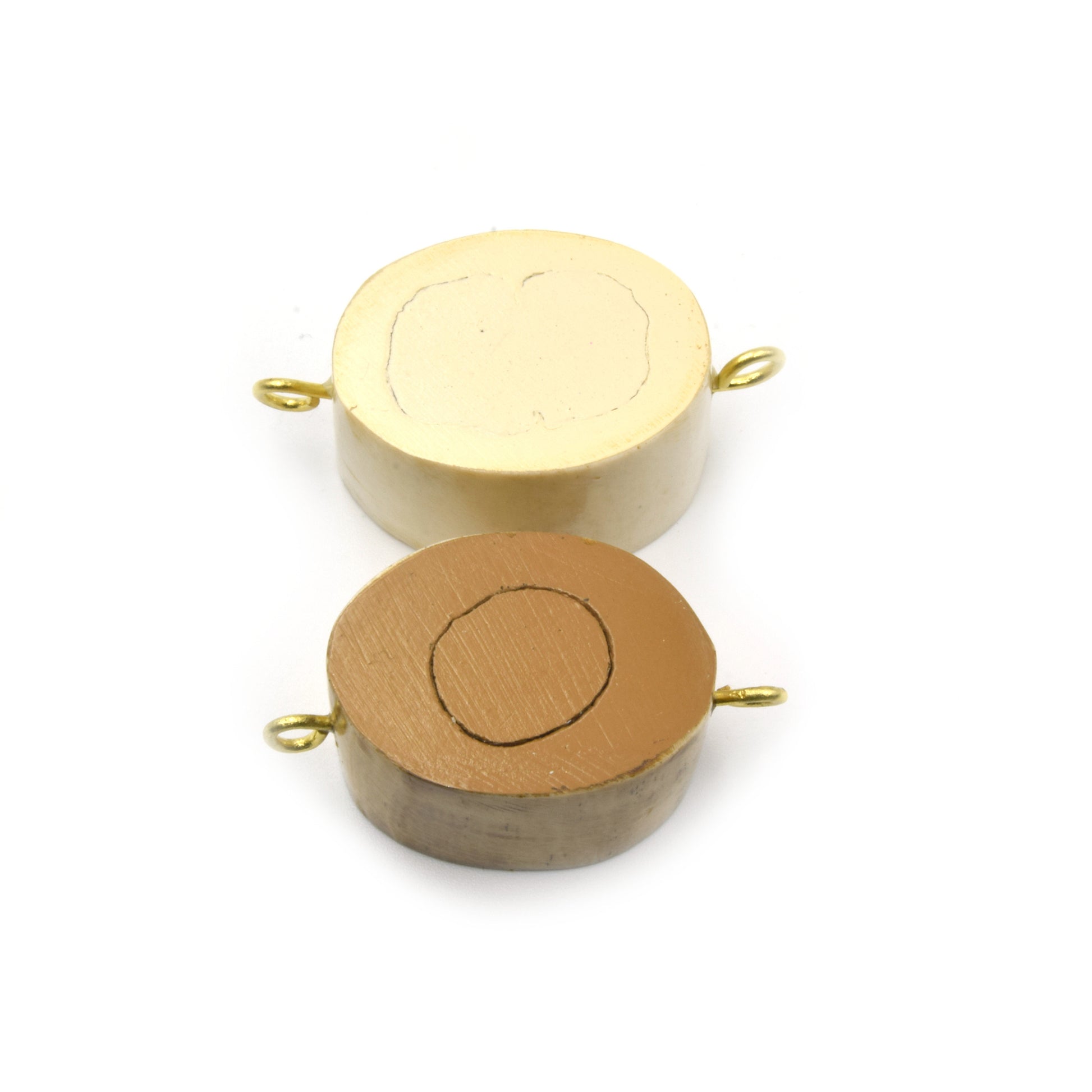Bone Connectors | Thick Vertebrae Natural Ox Bone Connectors | 20mm x 28mm | White and Brown Connectors