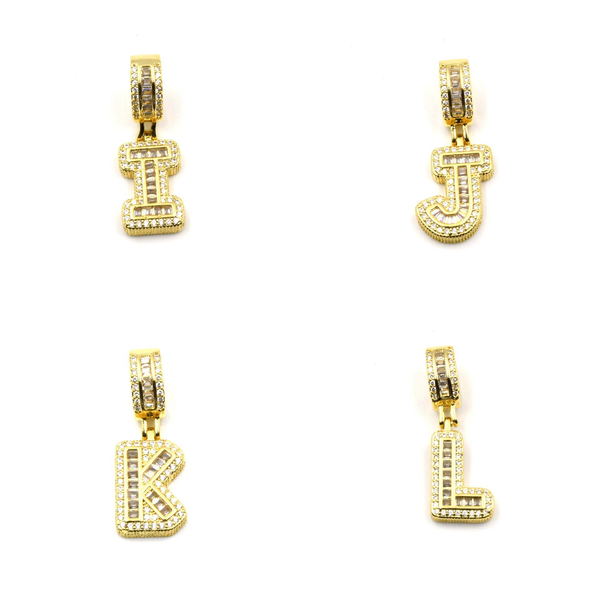 Alphabet Cubic Zirconia Pendant | Gold Letter with Rhinestone and CZ Accents with Ornate Bail | Initial Pendants | Letter Pendants