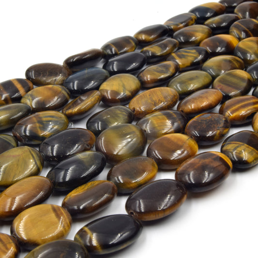 Tiger Eye Beads | Smooth Oval Tiger Eye Beads | 12mm 14mm 16mm 18mm 25mm Available