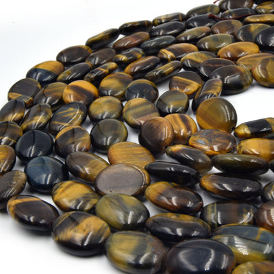 Tiger Eye Beads | Smooth Oval Tiger Eye Beads | 12mm 14mm 16mm 18mm 25mm Available