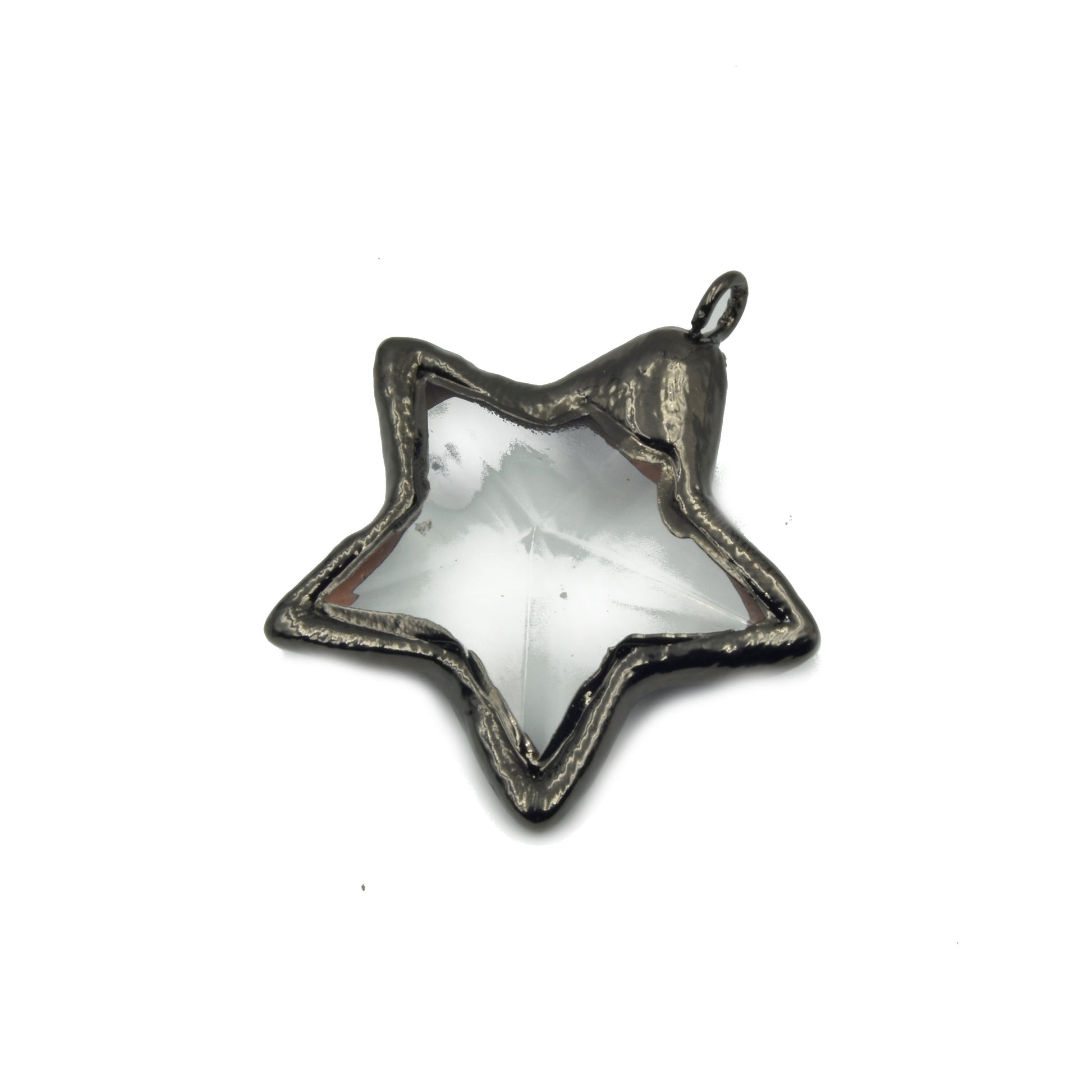 Soldered Glass Pendant | Faceted Star Pendant with Soldered Gunmetal Edging | Star Pendant | Clear Star Pendant | Glass Star