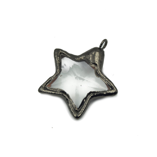 Soldered Glass Pendant | Faceted Star Pendant with Soldered Gunmetal Edging | Star Pendant | Clear Star Pendant | Glass Star