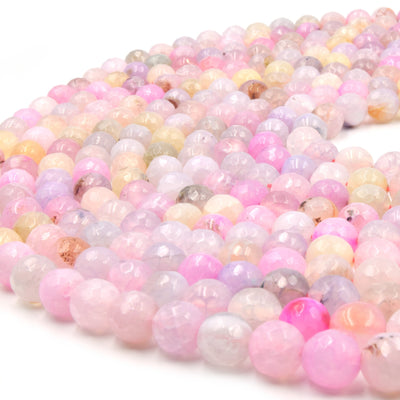 Agate Beads | Dyed Mixed Pink Lavender Faceted Round Gemstone Beads
