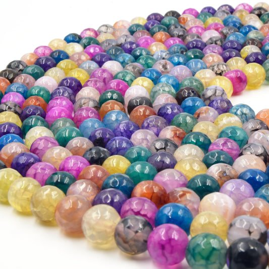 Agate Beads | Dyed Mixed Faceted Round Gemstone Beads | 4mm 6mm 8mm 10mm 12mm Available