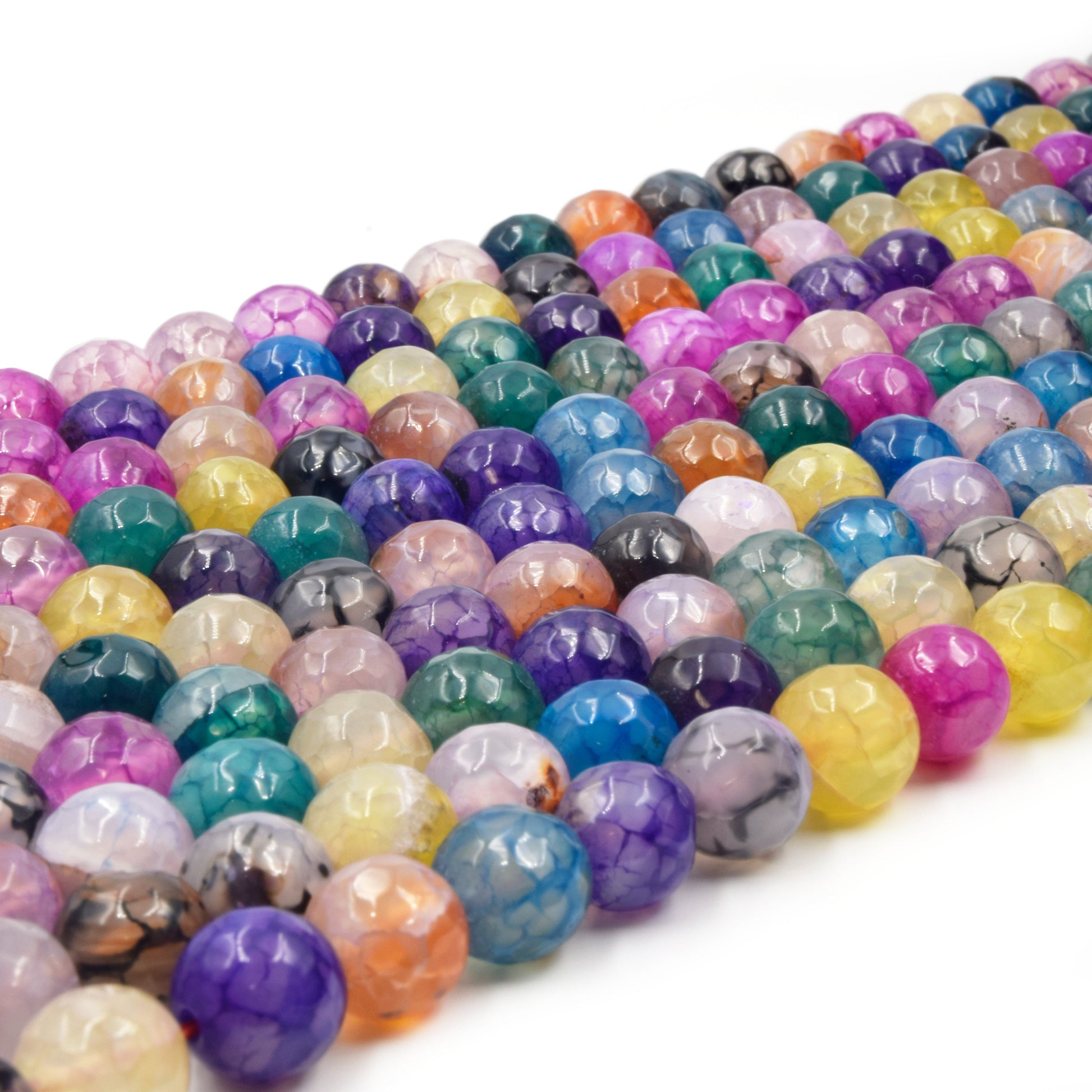 Agate Beads | Dyed Mixed Faceted Round Gemstone Beads | 4mm 6mm 8mm 10mm 12mm Available