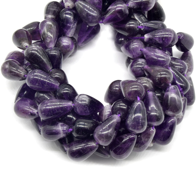 Amethyst Beads, Natural Smooth Amethyst Teardrop Shaped Beads
