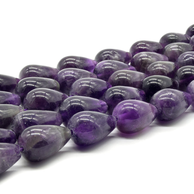 Amethyst Beads, Natural Smooth Amethyst Teardrop Shaped Beads