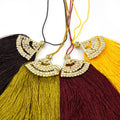 Tassels | 7 Inch Rhinestone Tassel CZ Pave Silk Tassel | Yellow, red, green, burgundy tassel pendants