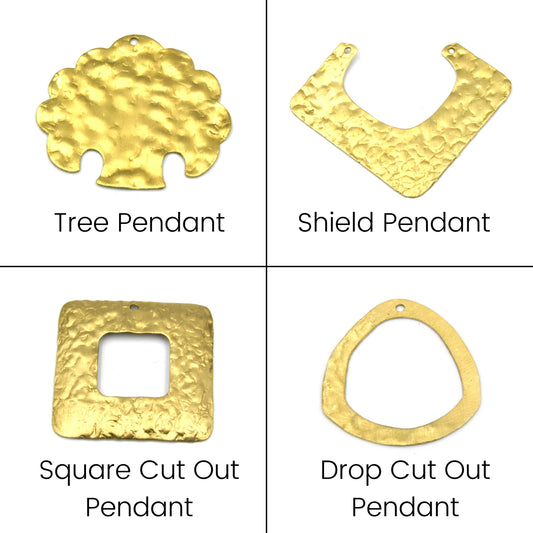 Hammered Copper Components | Gold Plated Copper Jewelry Components | Hammered Pendants and Connectors | Moon Hoop Crescent Square Components