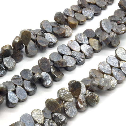 Mystic Quartz Beads | AB Coated Dyed Quartz  Briolette Beads - Indian Cut Gemstone