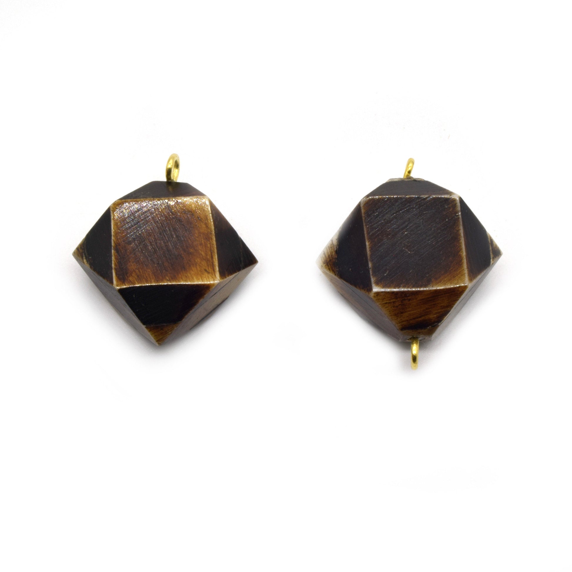 Bone Pendant Connector | Thick Hexagonal Natural Ox Bone Pendants Connector| 30mm x 30mm | White and Brown Pendants Connector