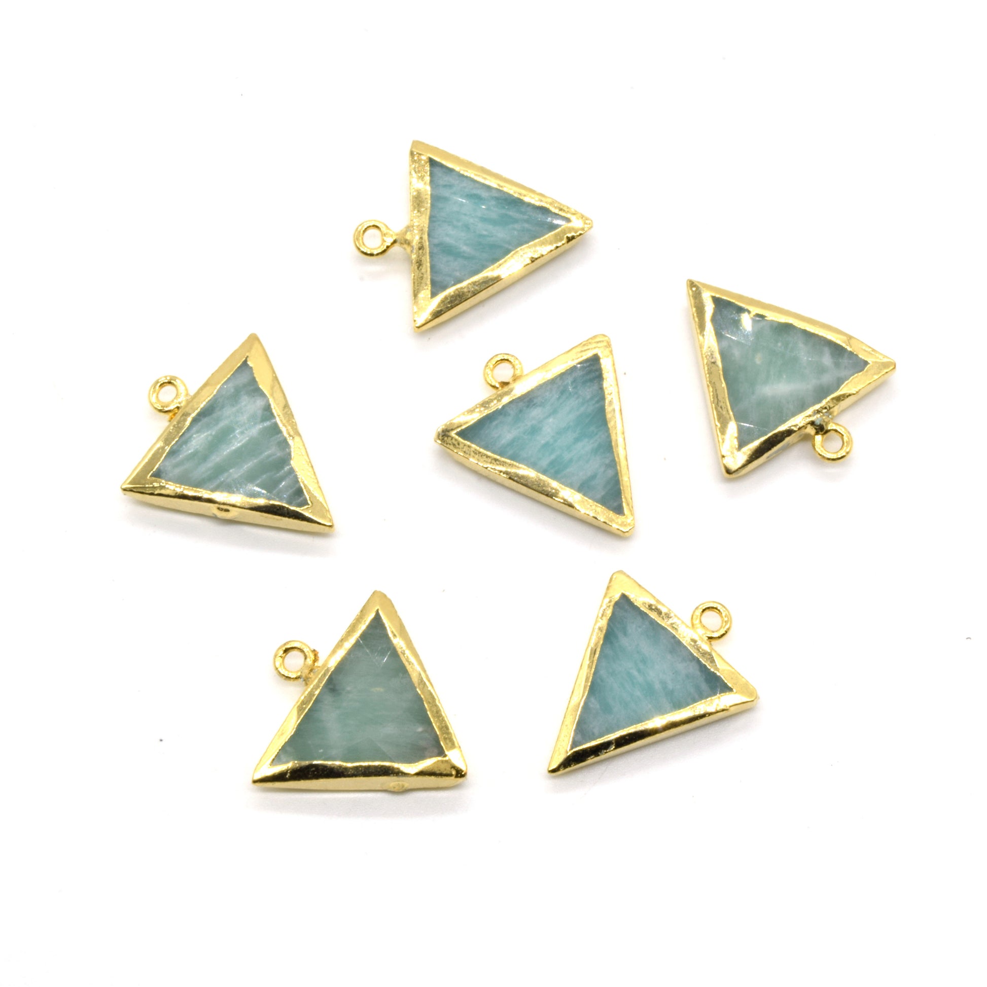 Amazonite Pendant | Labradorite Pendant | Gold Plated Electroplated Natural Amazonite Labradorite Triangle Shaped Pendant