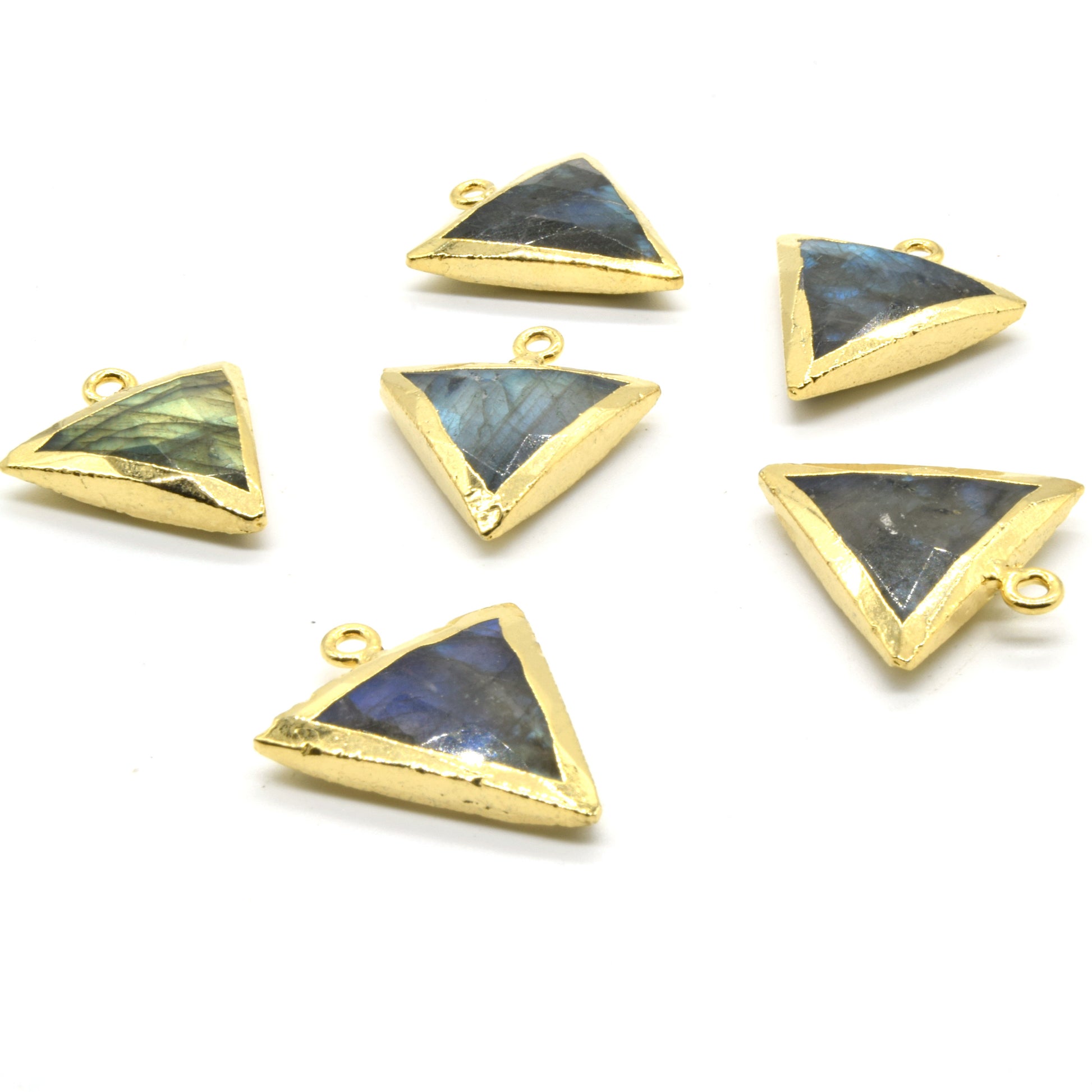 Amazonite Pendant | Labradorite Pendant | Gold Plated Electroplated Natural Amazonite Labradorite Triangle Shaped Pendant