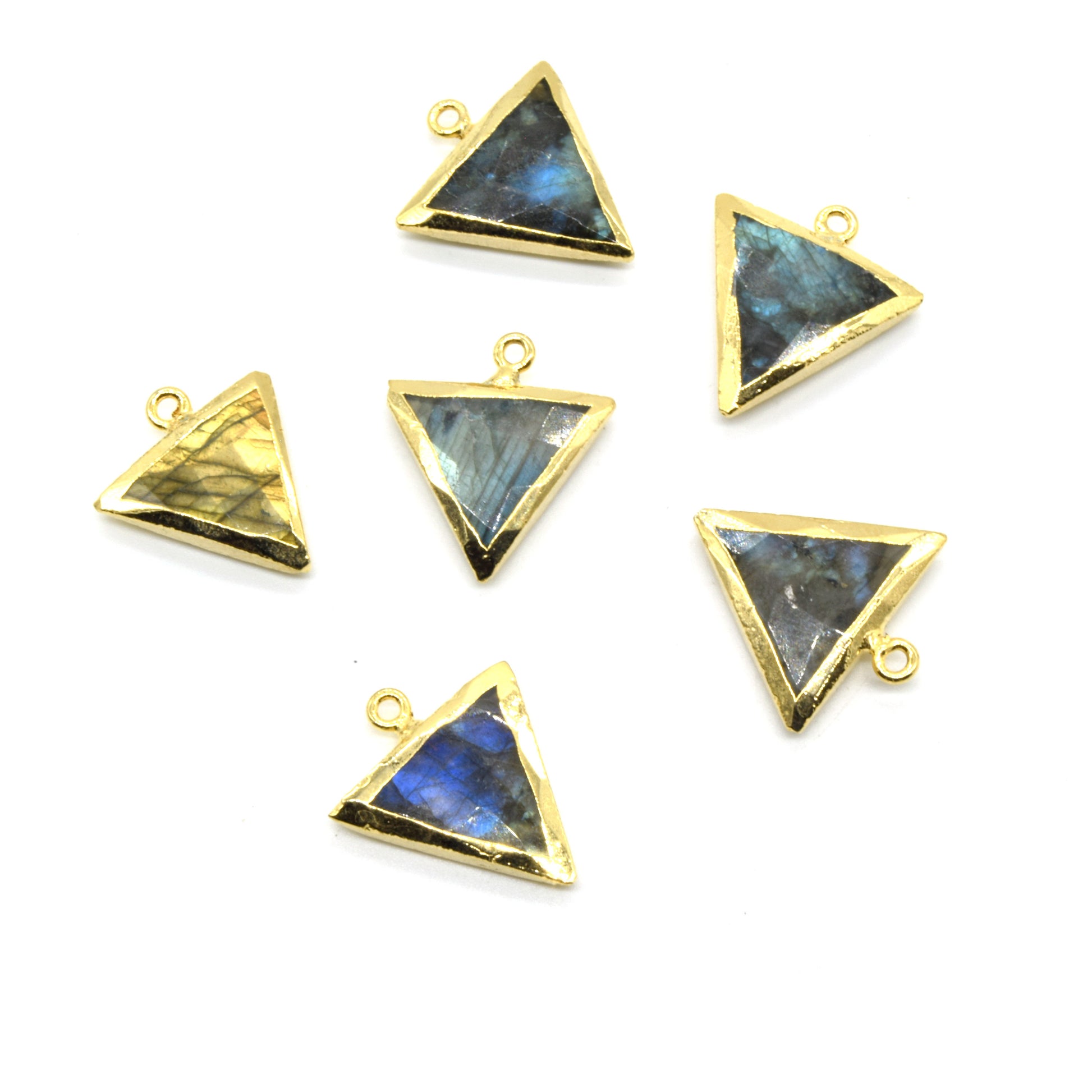 Amazonite Pendant | Labradorite Pendant | Gold Plated Electroplated Natural Amazonite Labradorite Triangle Shaped Pendant