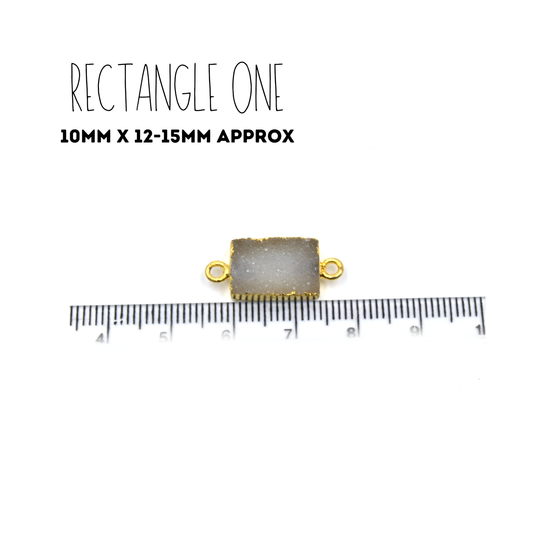 Druzy Connectors | Light Gray Rectangle Shaped Gold Electroplated Druzy Connectors | Three Sizes Available | Bracelet Connectors