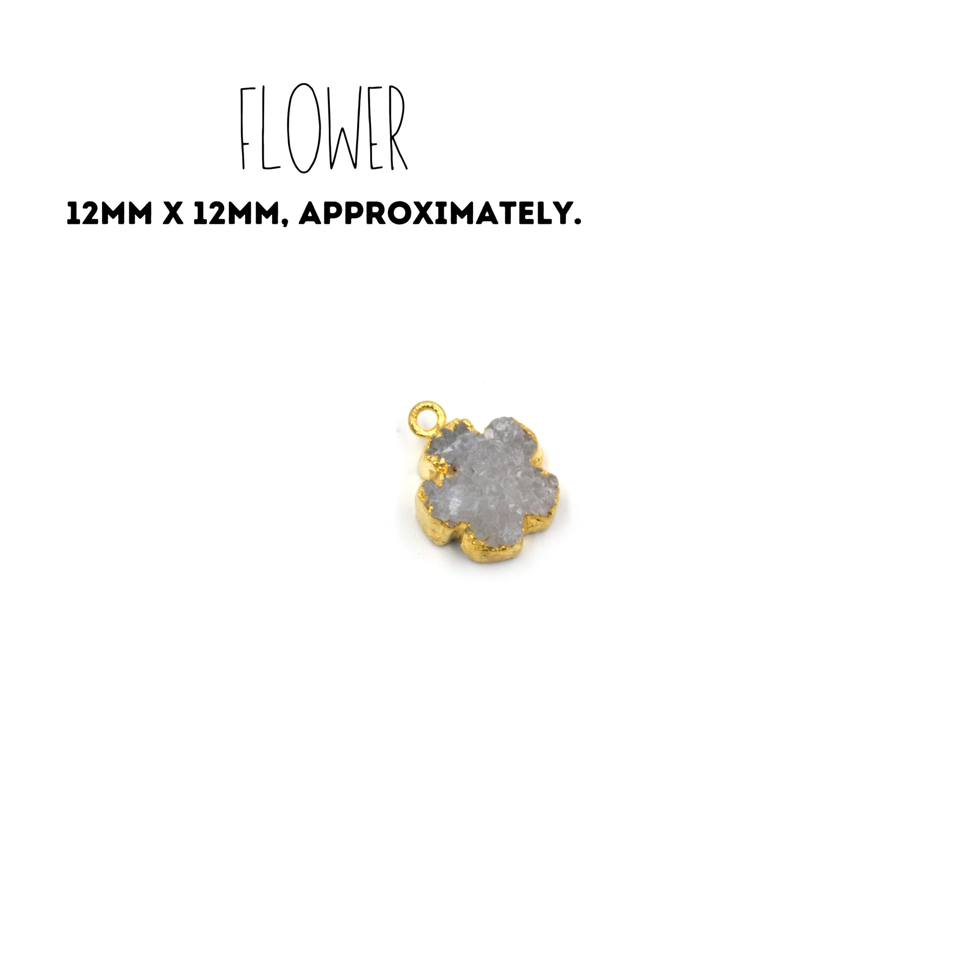 Druzy Pendants |  Electroplated White Light Gray Druzy Pendants | Clover, Flower, Rectangle, Arrowhead Pendant | Druzy Charms