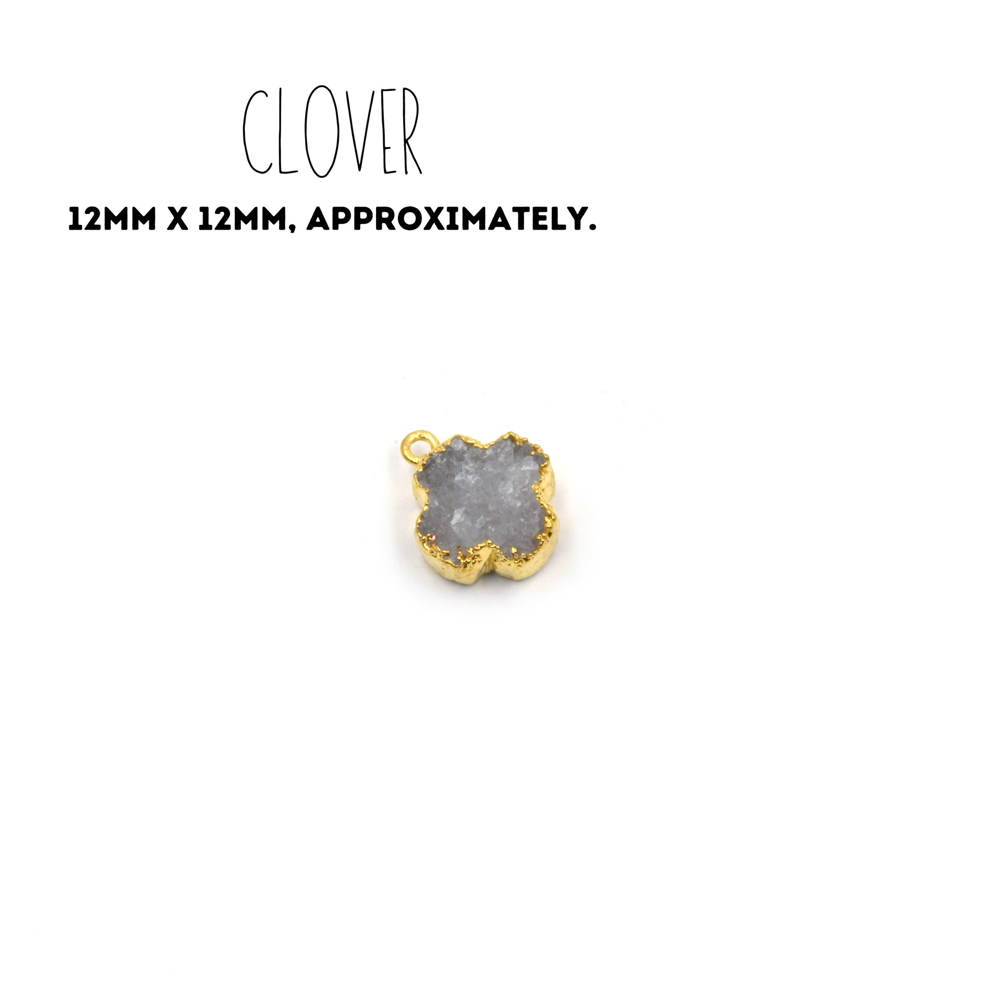 Druzy Pendants |  Electroplated White Light Gray Druzy Pendants | Clover, Flower, Rectangle, Arrowhead Pendant | Druzy Charms