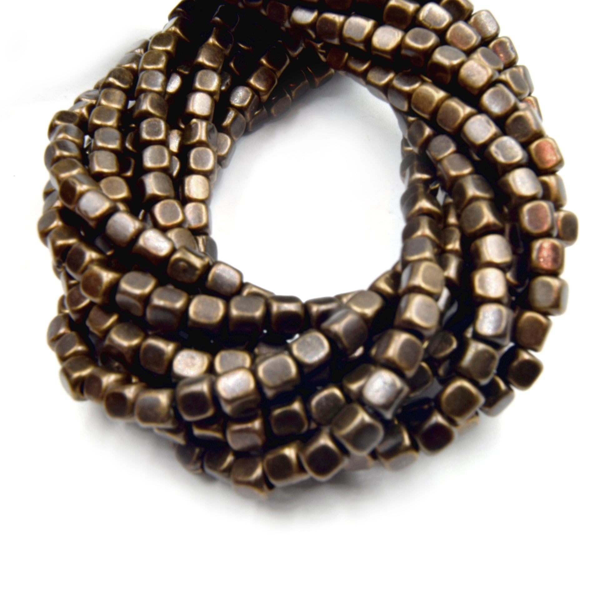 Cube Brass Beads | Gold Silver Rose Gold Bronze Plated Cube Metal Beads | 4mm Cube Plated Brass Beads