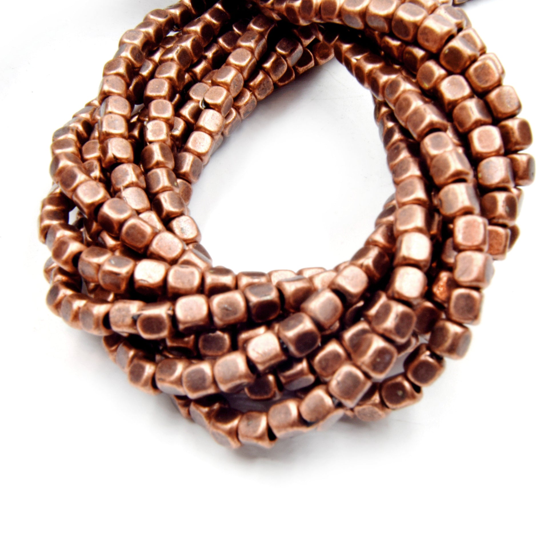 Cube Brass Beads | Gold Silver Rose Gold Bronze Plated Cube Metal Beads | 4mm Cube Plated Brass Beads