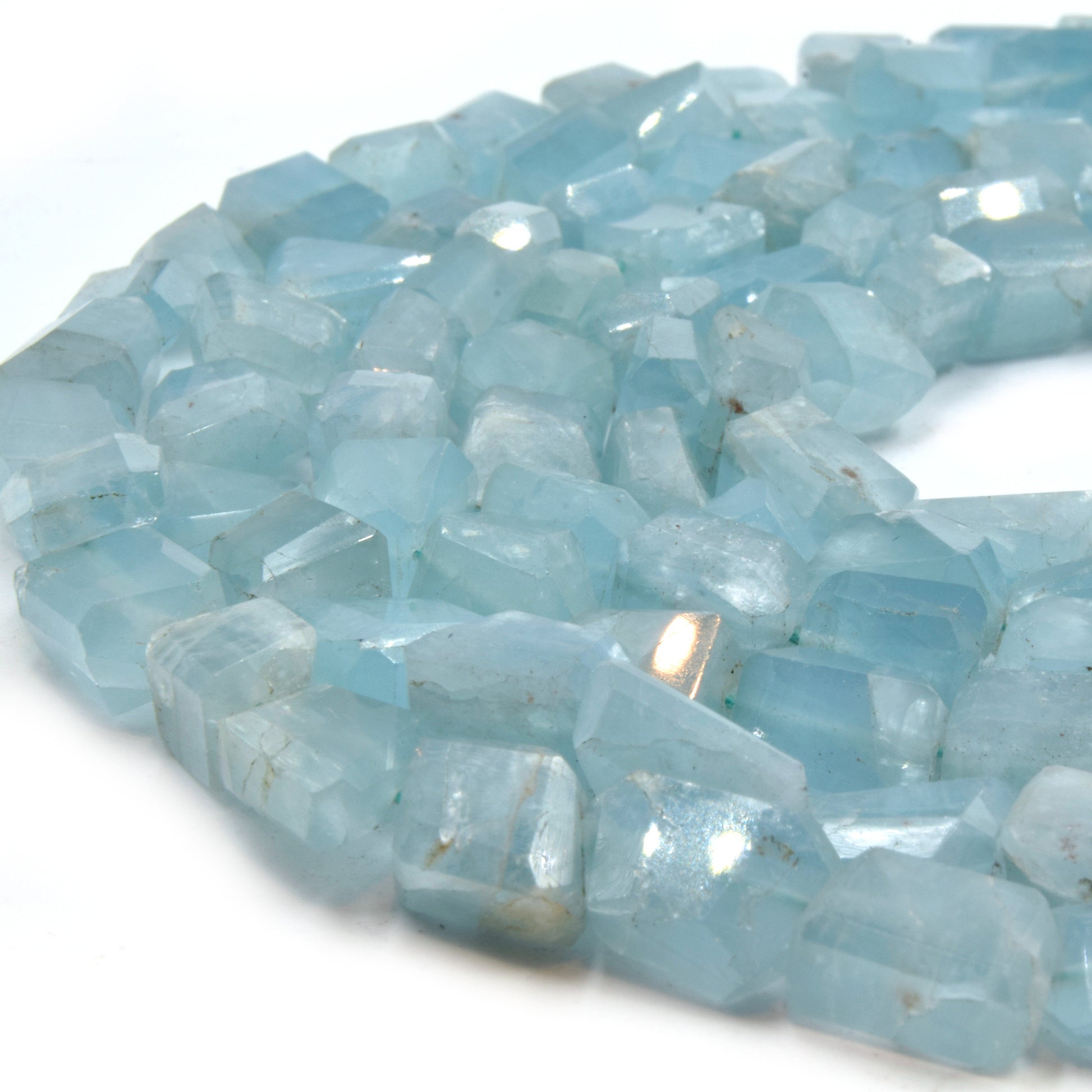 Aquamarine Beads | Faceted Aquamarine Tumble Shape Beads | Natural Semi-Precious Gemstone