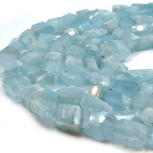 Aquamarine Beads | Faceted Aquamarine Tumble Shape Beads | Natural Semi-Precious Gemstone