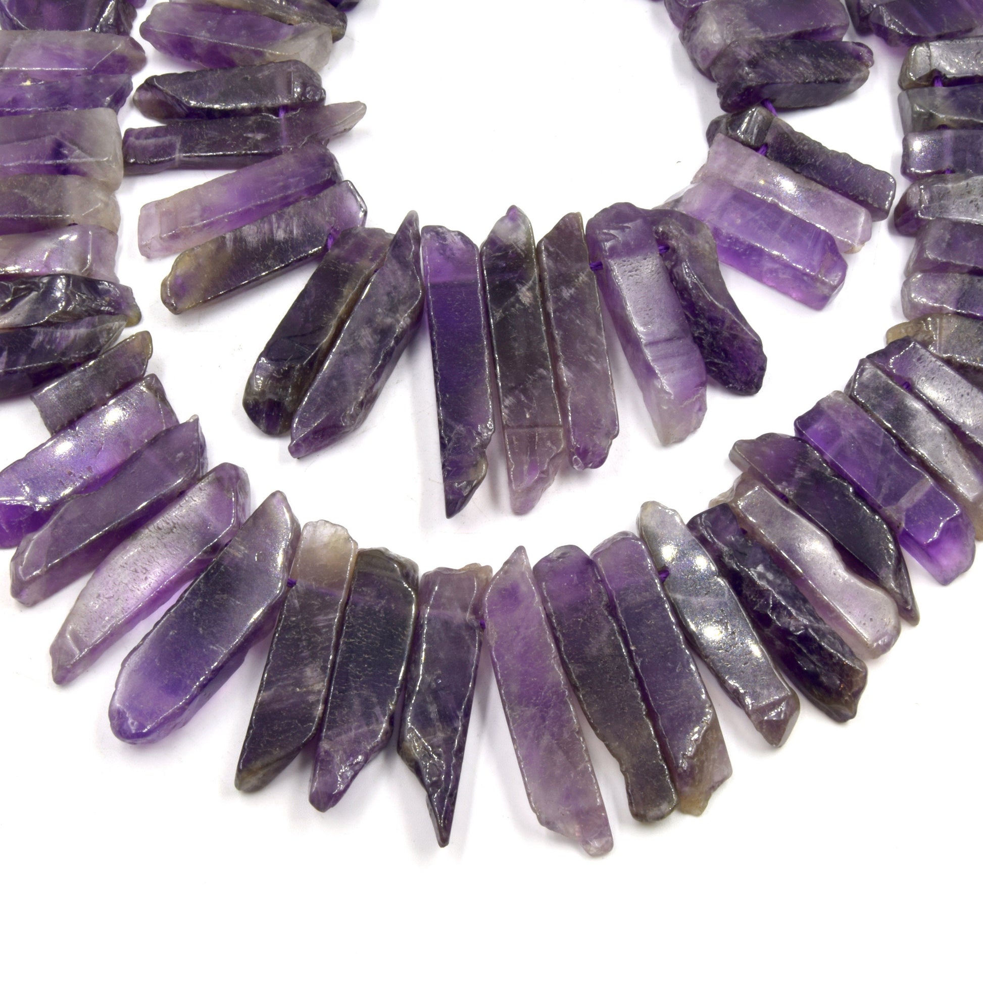Amethyst Beads  | Graduated  Freeform Flat Stick Shaped Beads | High Quality Amethyst | Loose Gemstone Beads