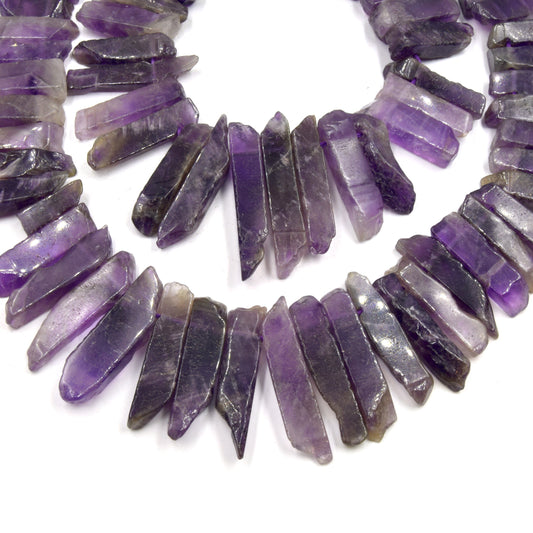 Amethyst Beads  | Graduated  Freeform Flat Stick Shaped Beads | High Quality Amethyst | Loose Gemstone Beads