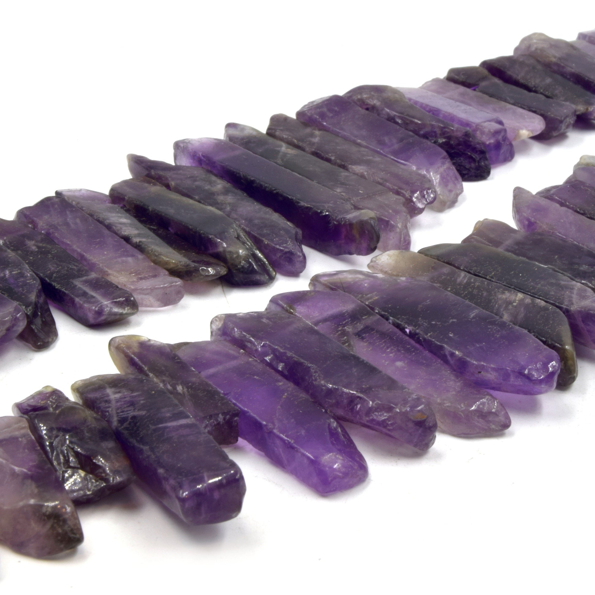 Amethyst Beads  | Graduated  Freeform Flat Stick Shaped Beads | High Quality Amethyst | Loose Gemstone Beads