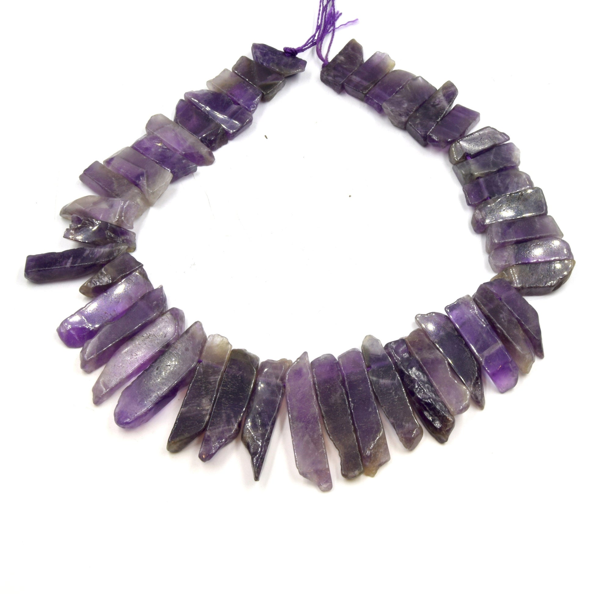 Amethyst Beads  | Graduated  Freeform Flat Stick Shaped Beads | High Quality Amethyst | Loose Gemstone Beads