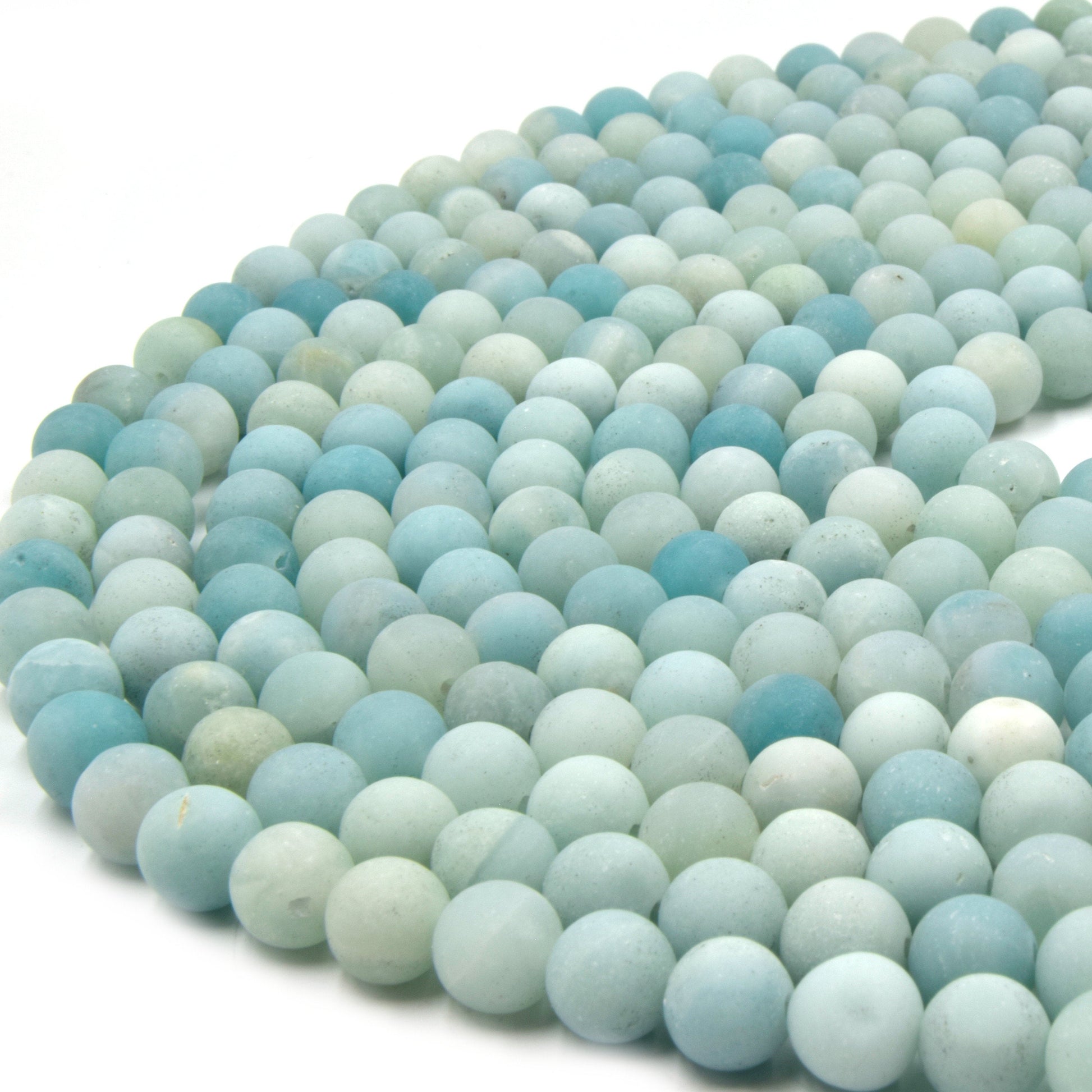 Amazonite Beads | Matte Blue Green Peruvian Amazonite Round Natural Gemstone Beads - 6mm 8mm 10mm Available
