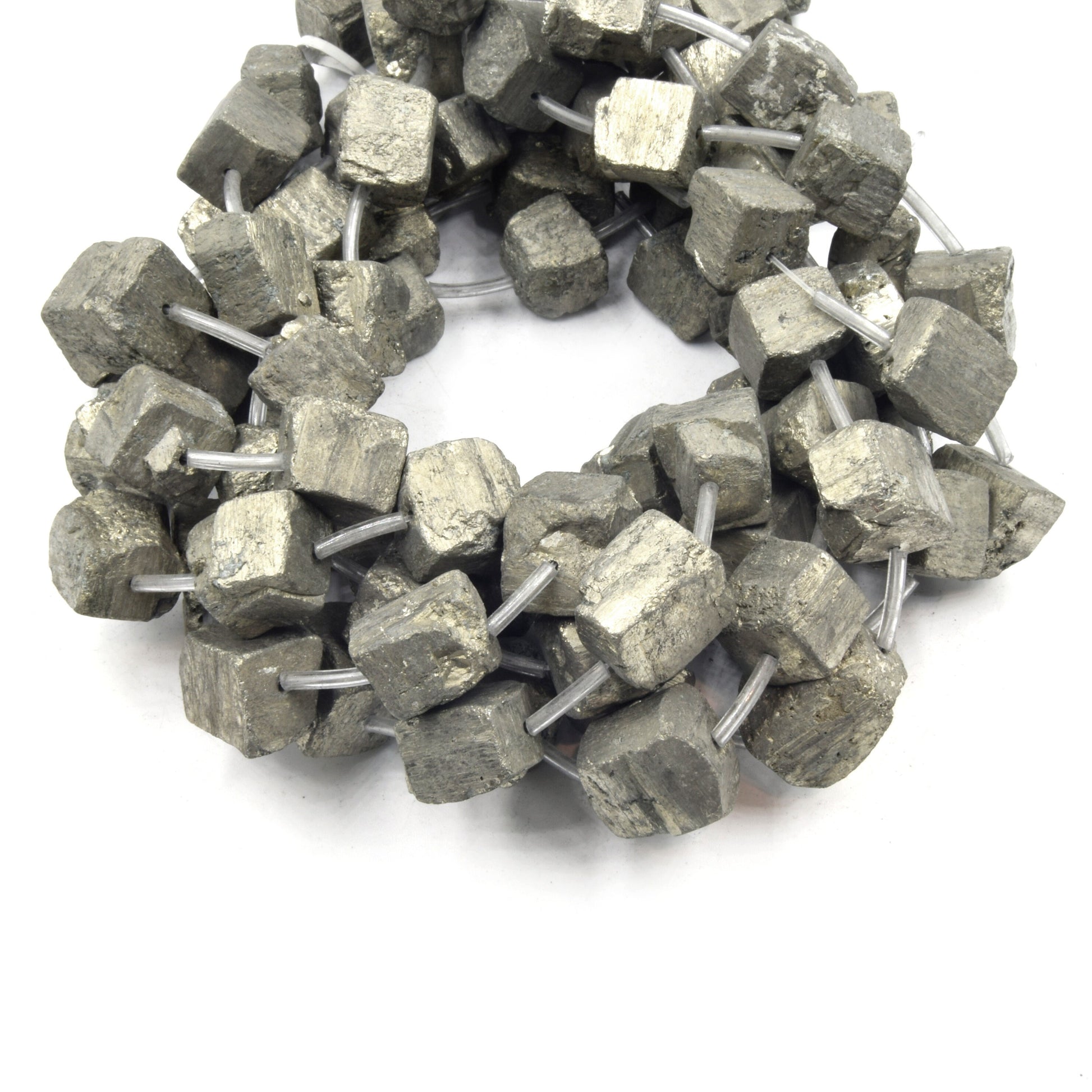 Pyrite Cube Beads | 15mm Natural Cube Shaped Rough Pyrite Beads | Natural Semi-Precious Gemstone Beads - Sold By The Strand