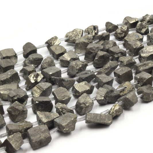 Pyrite Cube Beads | 10mm Natural Cube Shaped Rough Pyrite Beads | Natural Semi-Precious Gemstone Beads - Sold By The Strand