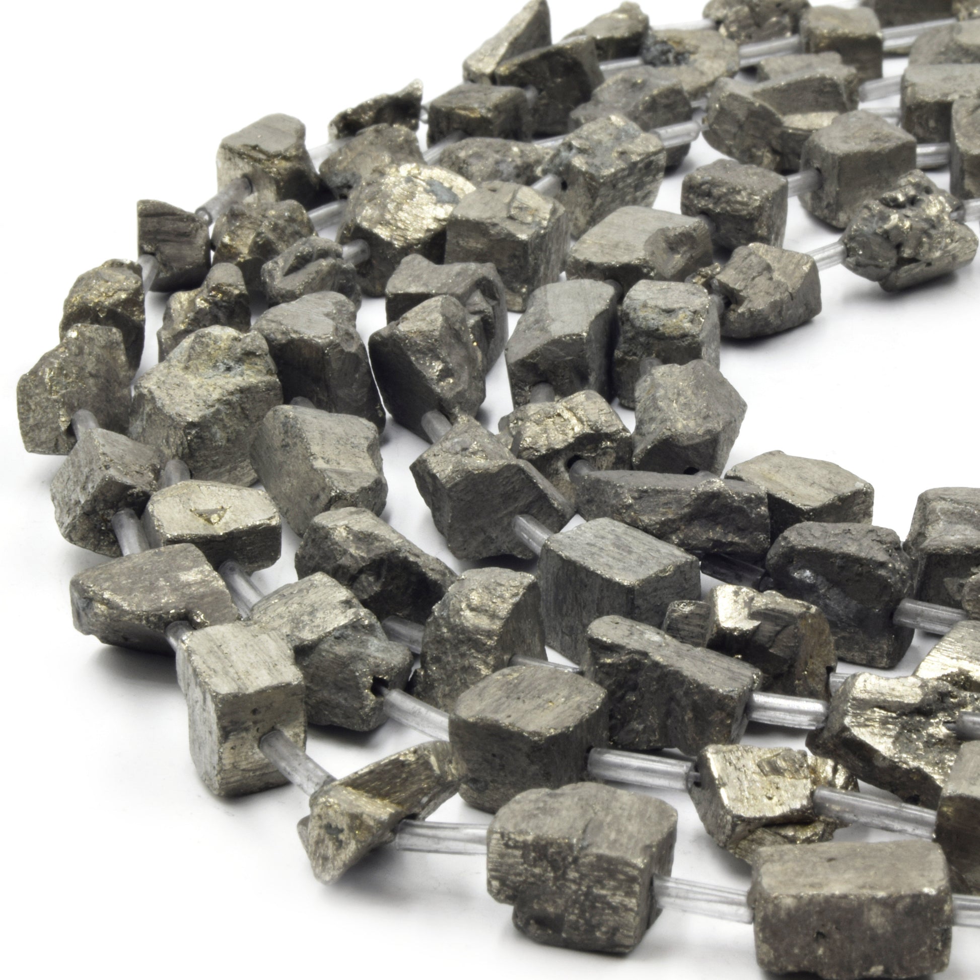 Pyrite Cube Beads | 10mm Natural Cube Shaped Rough Pyrite Beads | Natural Semi-Precious Gemstone Beads - Sold By The Strand