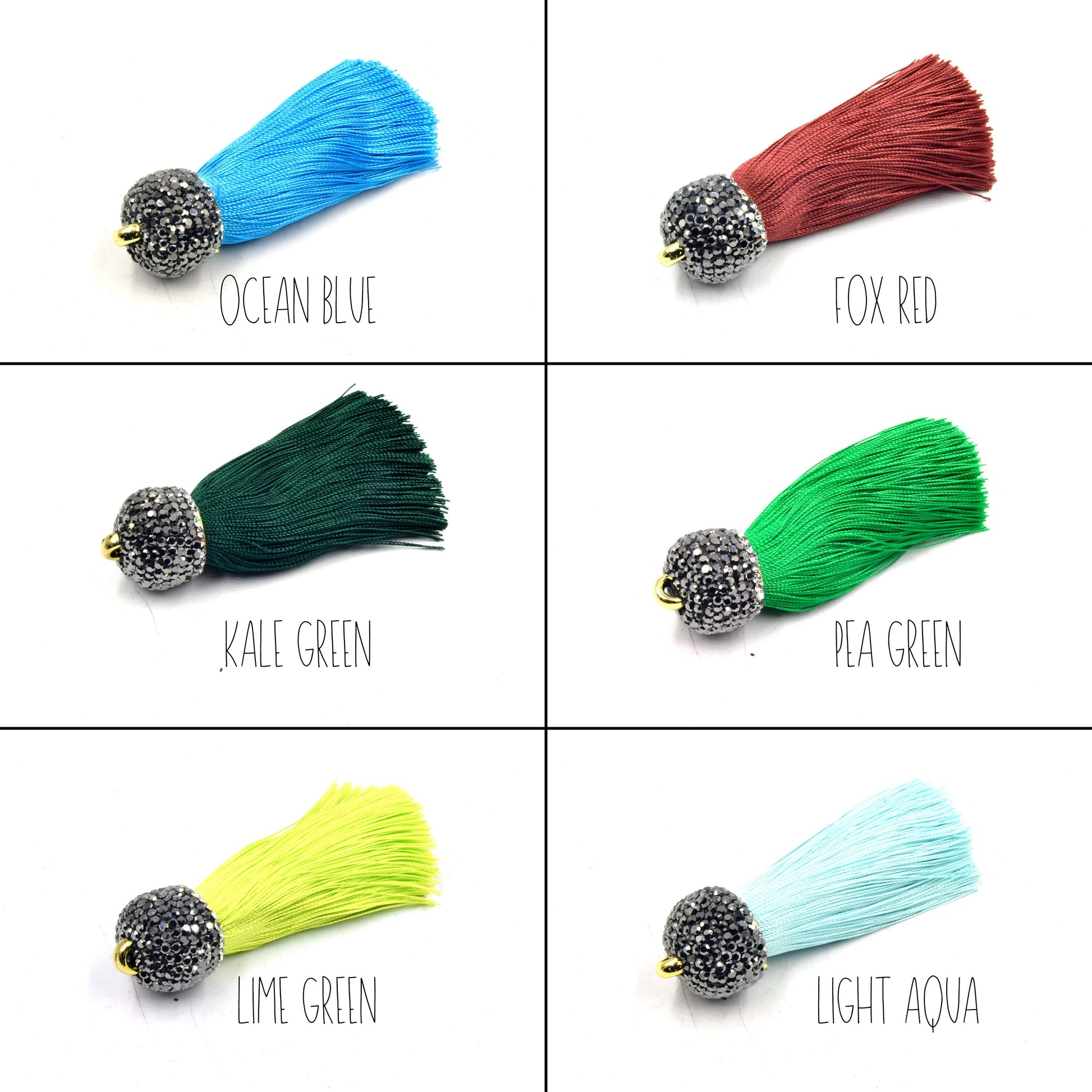 Tassels | 2.5 inch Luxe Silk Tassels with Rhinestone Pave Cap | Tassel Pendant | Rhinestone Tassel | Focal Pendant | Fancy Tassel