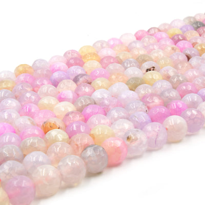 Agate Beads | Dyed Mixed Pink Lavender Faceted Round Gemstone Beads
