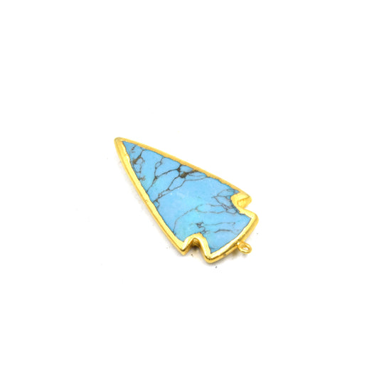 Howlite Pendant | Gold Electroplated Gemstone Pendant | Blue Veined Howlite Arrowhead
