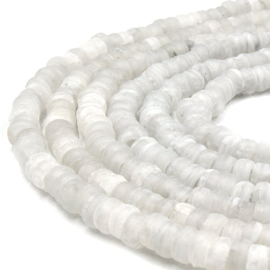 Glass Heishi Beads | Recycled Glass Heishi Shaped Beads | Sea Glass Disc Beads | White Brown Orange Yellow Green Blue | Large Hole Beads