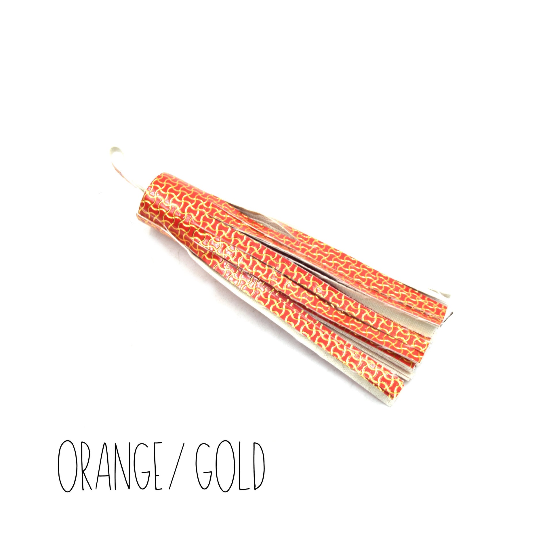 Tassels | 4.25 Inch Patterned Vinyl Tassel Pendant with 1/2 inch Loop | Metallic Tassels | Handmade Tassel