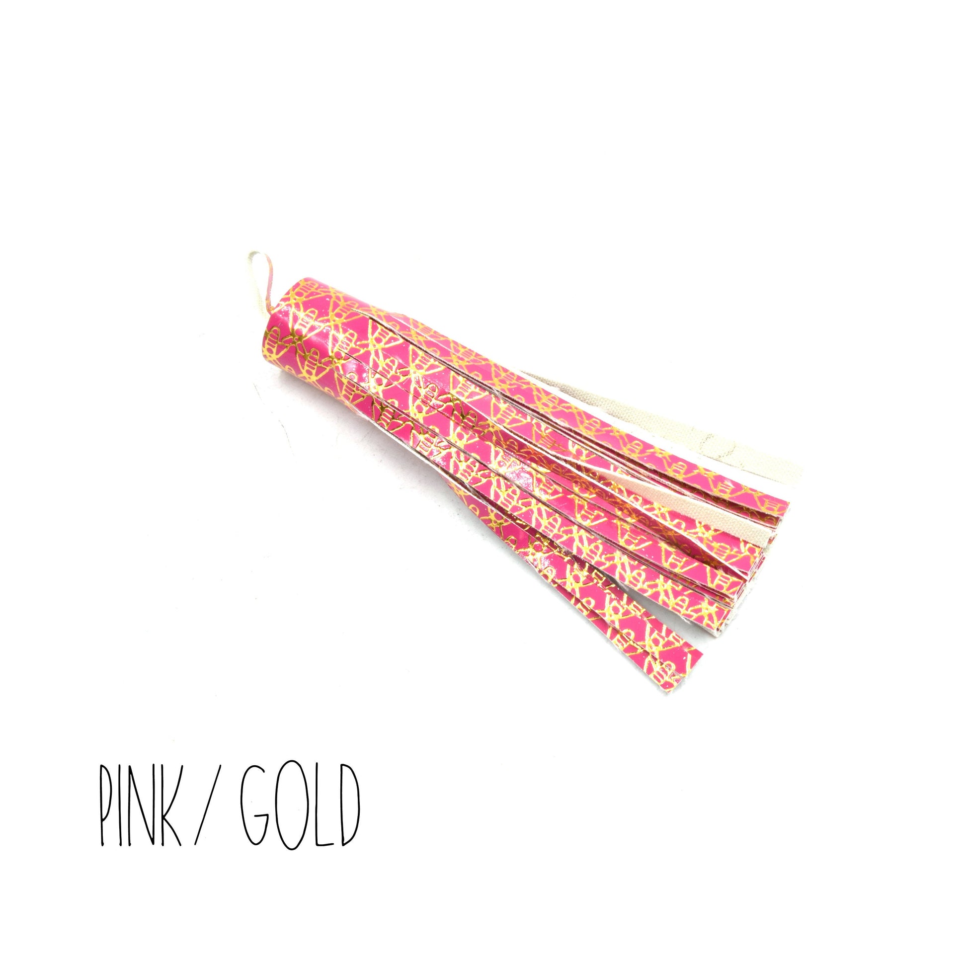 Tassels | 4.25 Inch Patterned Vinyl Tassel Pendant with 1/2 inch Loop | Metallic Tassels | Handmade Tassel