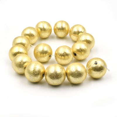 Copper Beads | Gold Brushed Round Metal Beads - 8mm 10mm 12mm