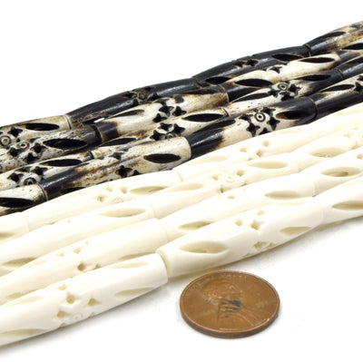 Bone Beads | Carved Tube Bone Beads |  Tribal Bone Tube Beads 