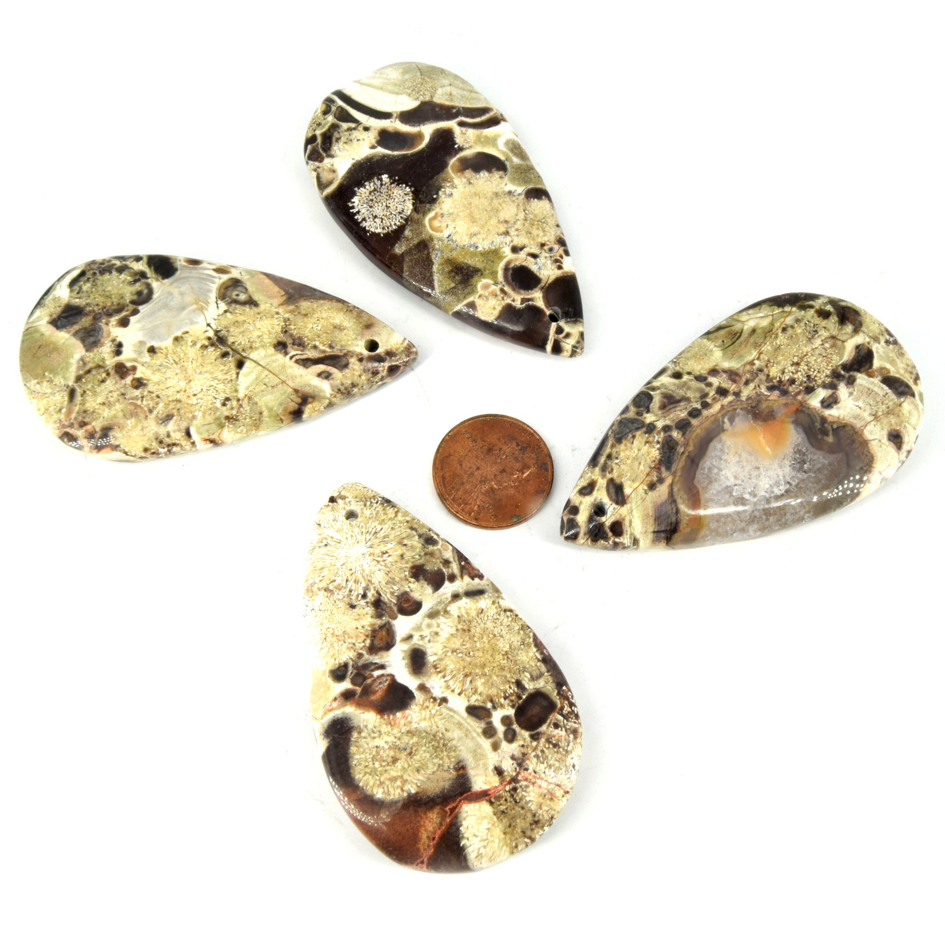 Drilled Brown Rhyolite Pendant | Natural Top-Drilled Brown Rainforest Jasper Cabochon | Brown Mushroom Jasper Teardrop Pendant